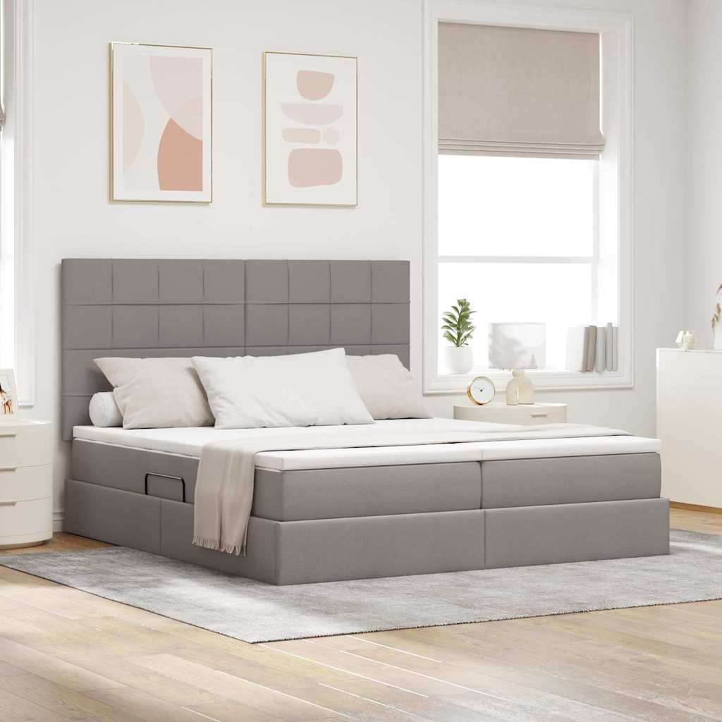 Krevet s od storage Sivo-smeđa 200 x 200 cm Lažna koža