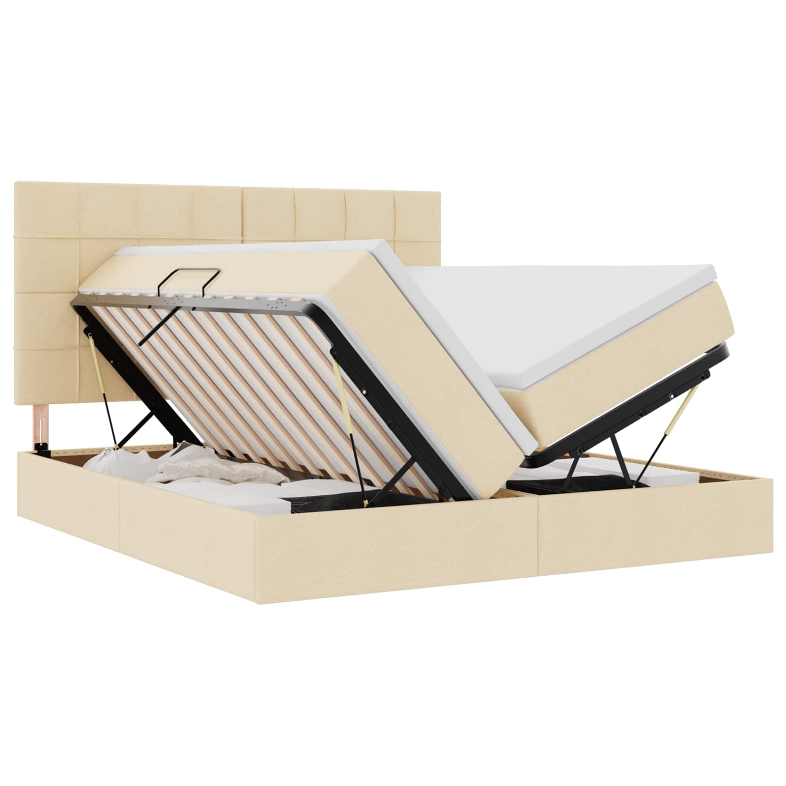 Krevet s od storage s uzglavljem Krema 200 x 200 cm Lažna koža