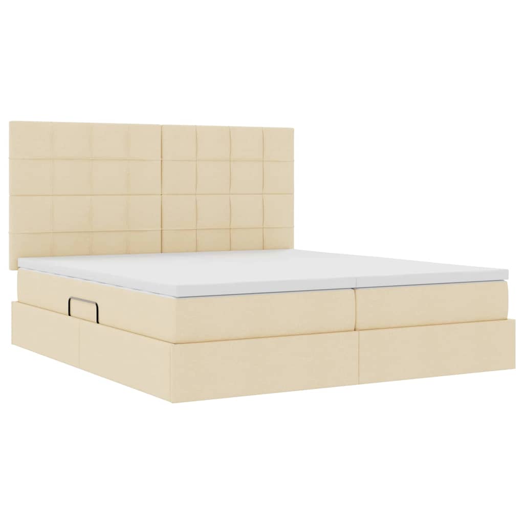 Krevet s od storage s uzglavljem Krema 200 x 200 cm Lažna koža