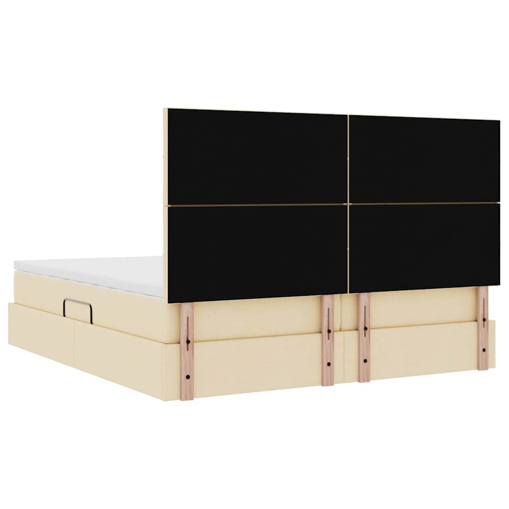 Krevet s od storage s uzglavljem Krema 200 x 200 cm Tkanina