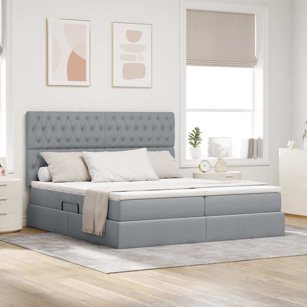 Krevet s od storage Svijetlo siva 180 x 200 cm Lažna koža
