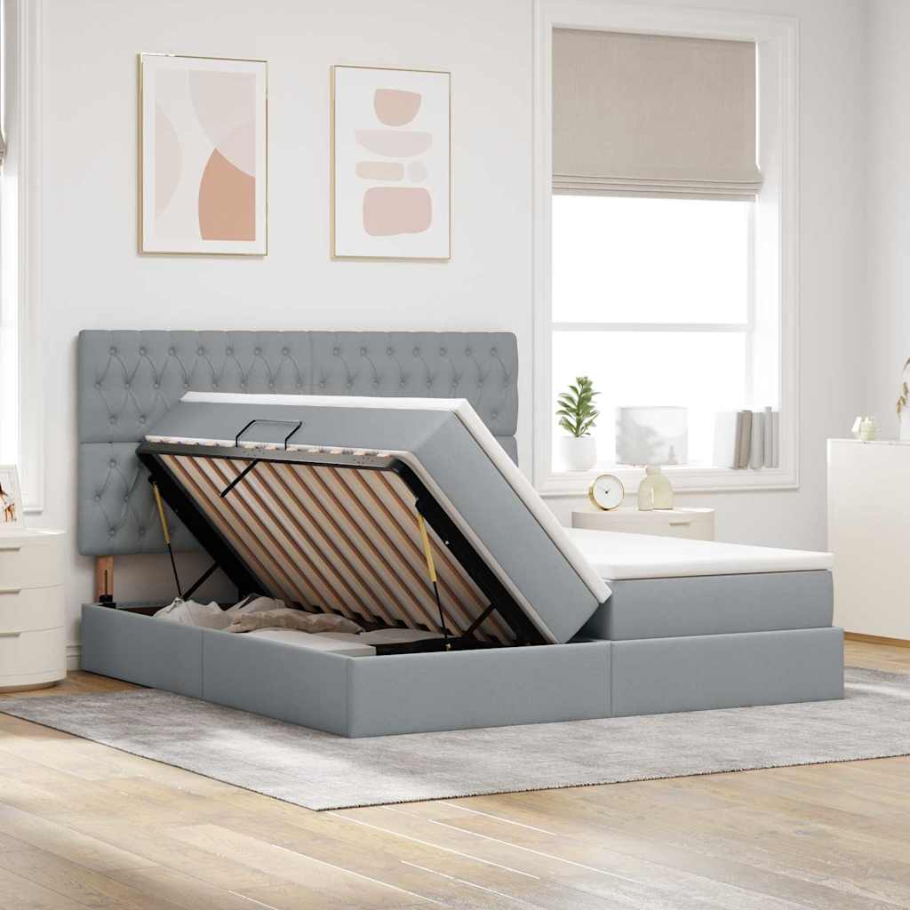 Krevet s od storage Svijetlo siva 180 x 200 cm Lažna koža