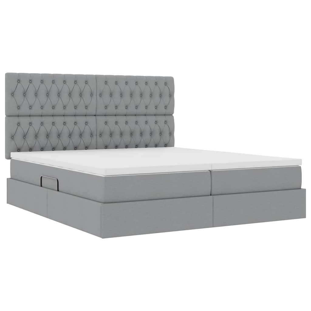 Krevet s od storage Svijetlo siva 180 x 200 cm Lažna koža