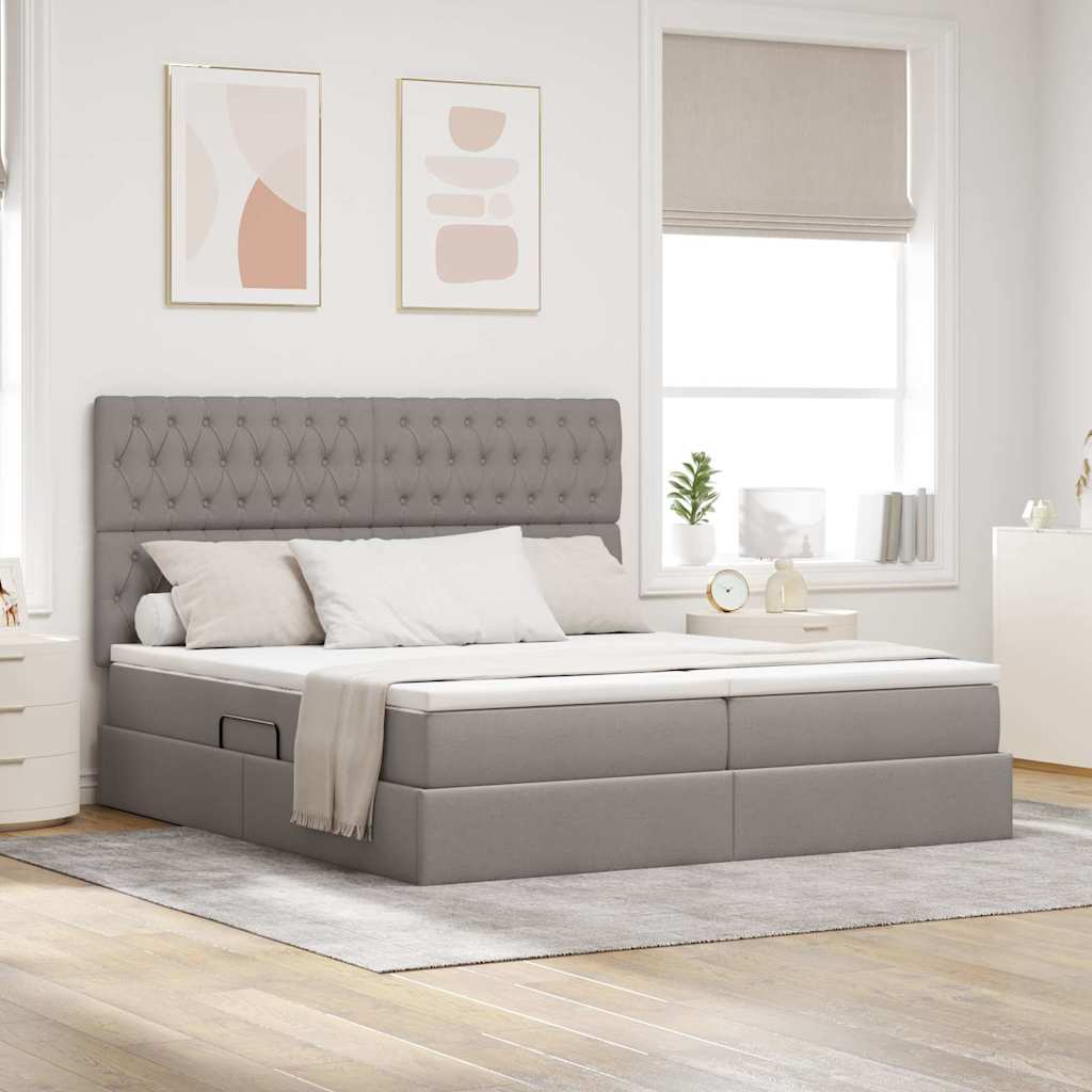 Krevet s od storage s uzglavljem Sivosmeđa 180 x 200 cm Tkanina