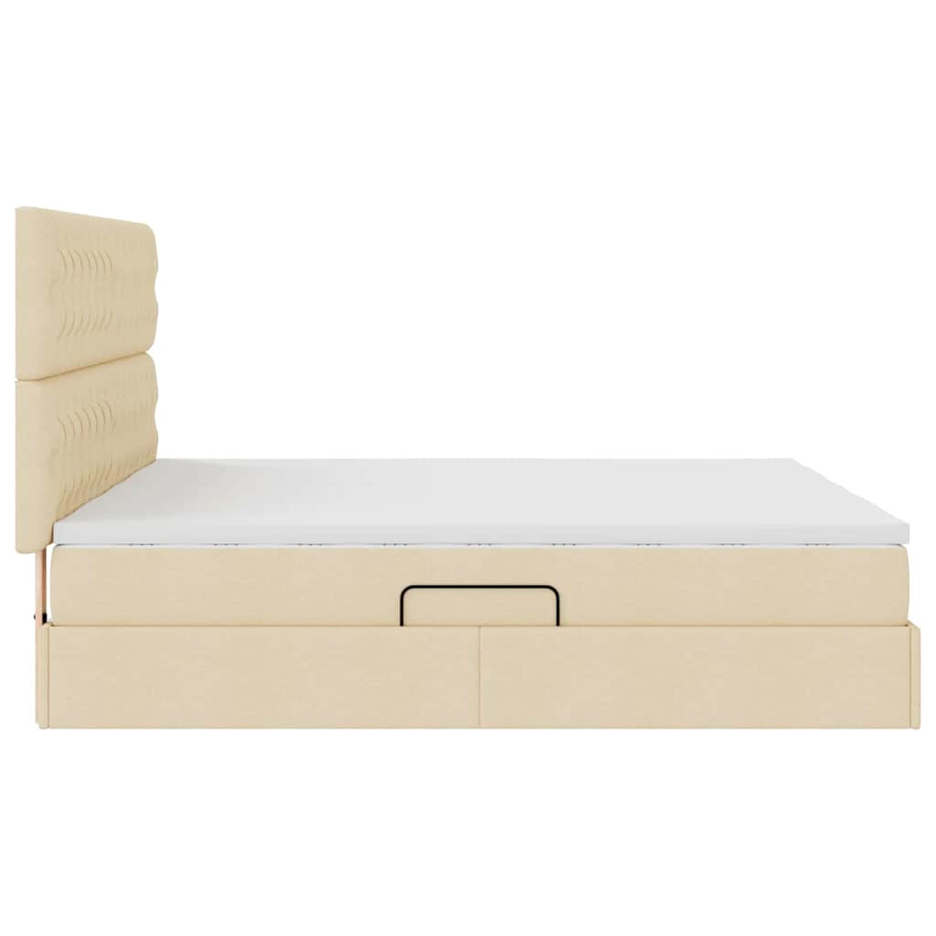 Krevet s od storage s uzglavljem Krema 180 x 200 cm Tkanina