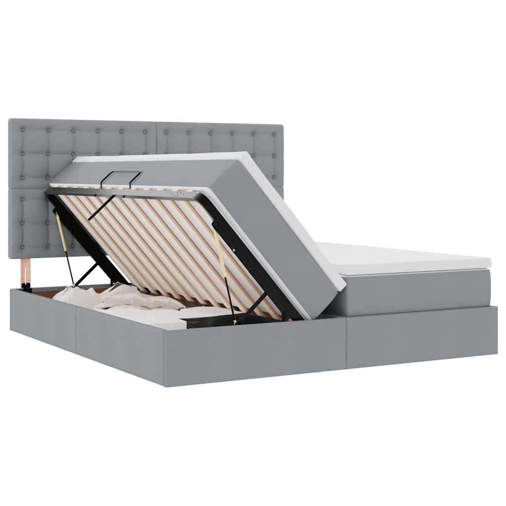 Krevet s od storage Svijetlo siva 180 x 200 cm Lažna koža