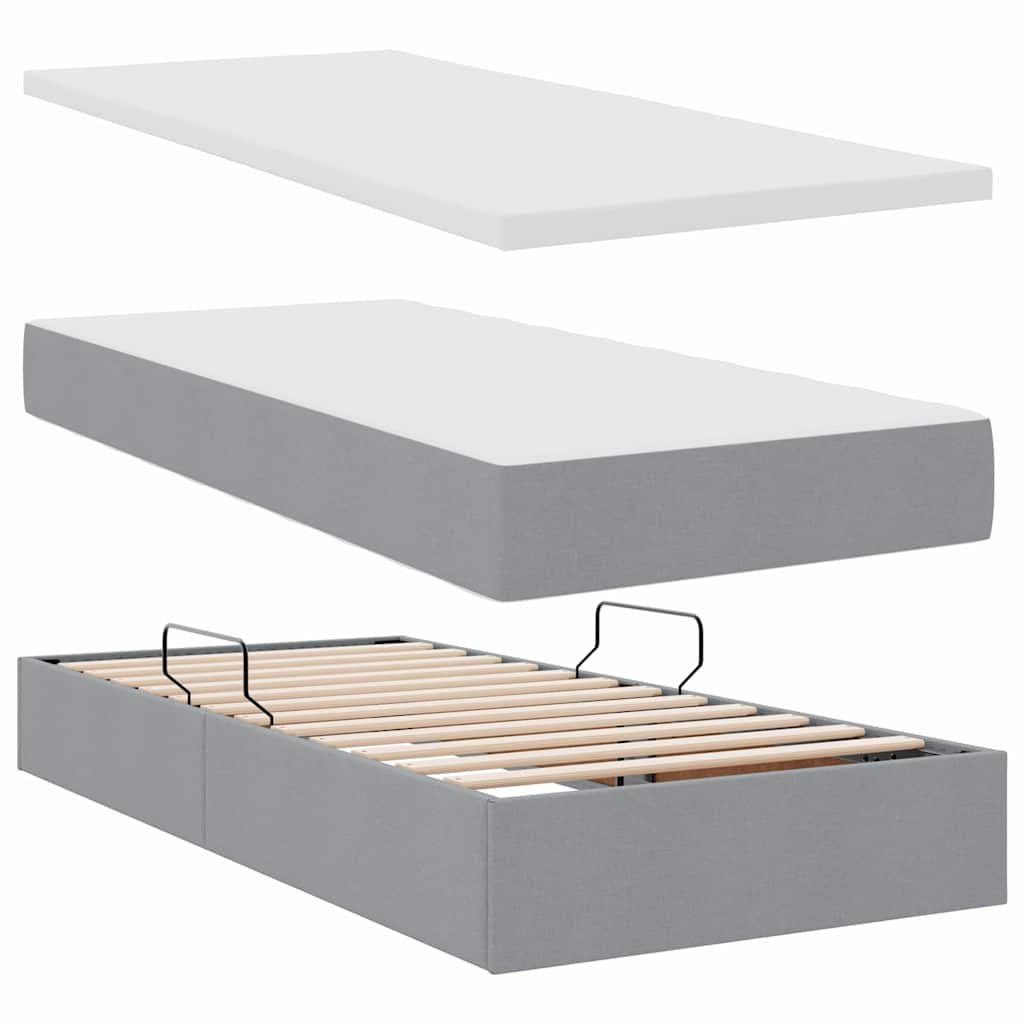 Krevet s od storage Svijetlo siva 180 x 200 cm Lažna koža