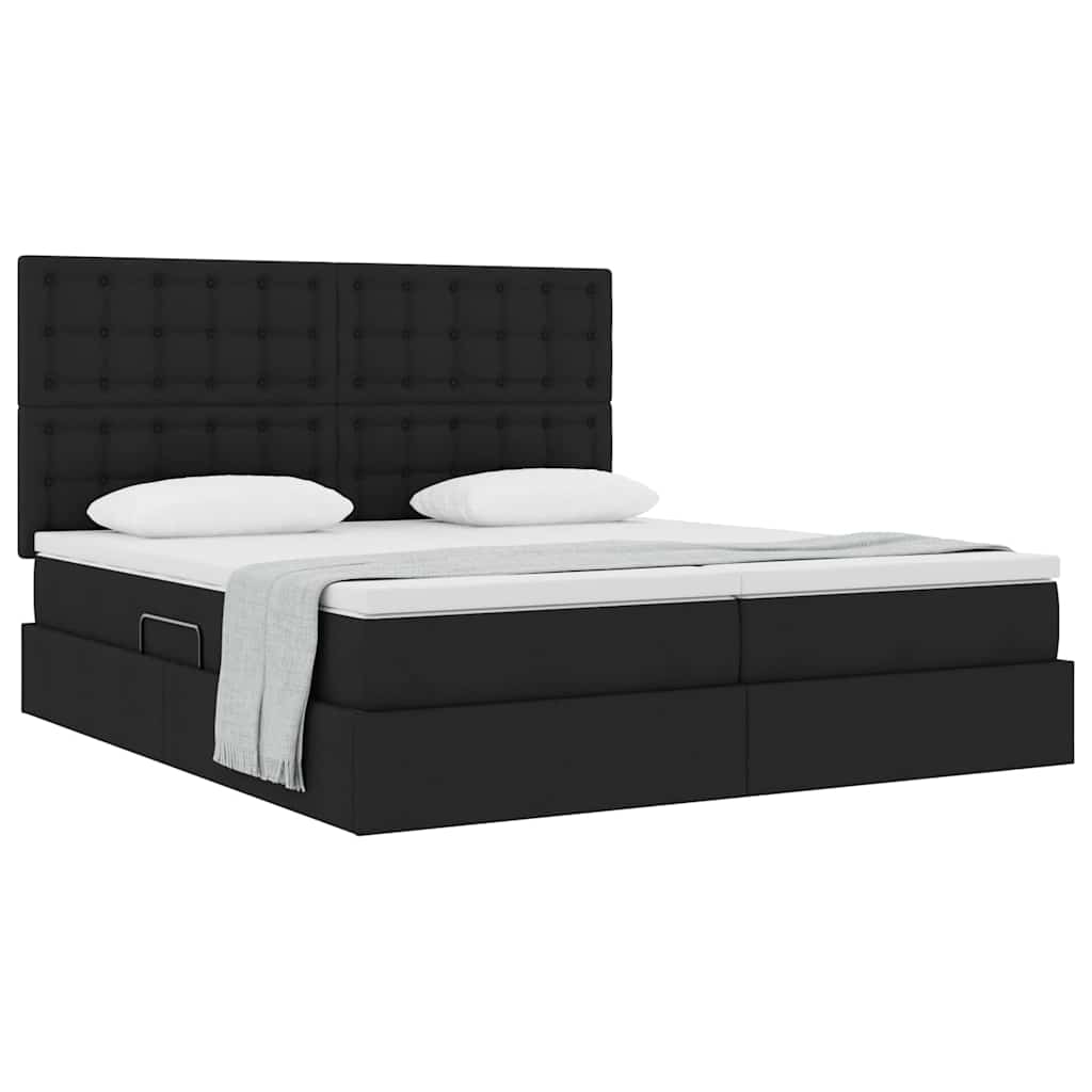 Krevet s od storage s uzglavljem Crna 180 x 200 cm Lažna koža