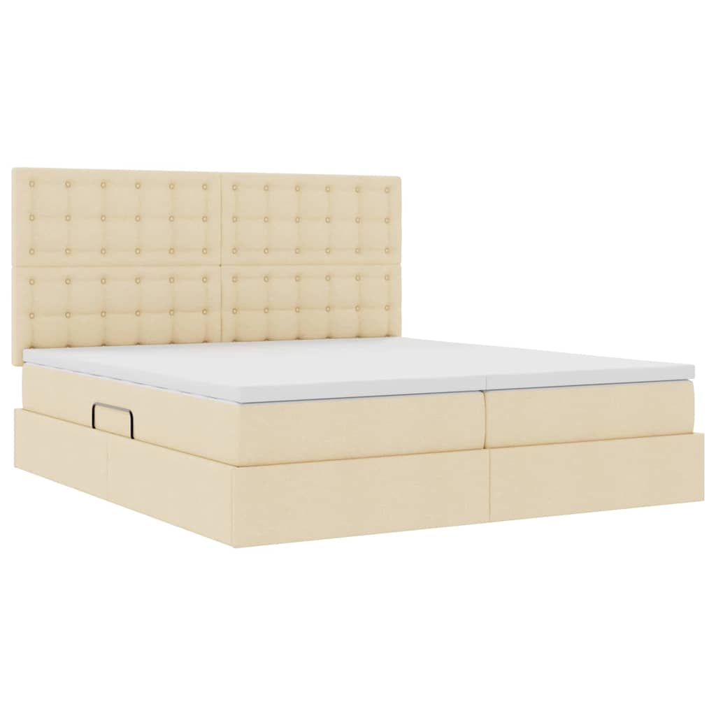 Krevet s od storage s uzglavljem Krema 180 x 200 cm Lažna koža