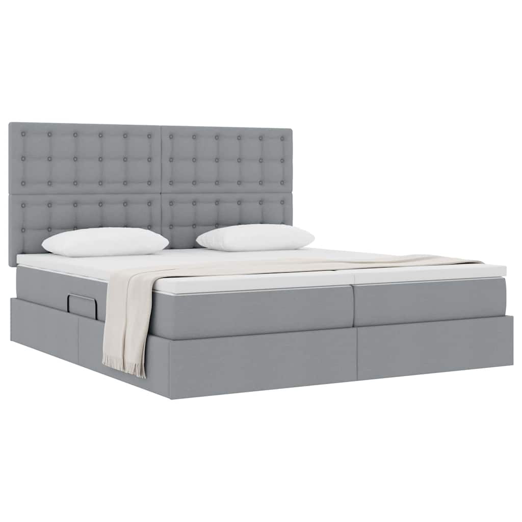 Krevet s od storage Svijetlo siva 200 x 200 cm Lažna koža