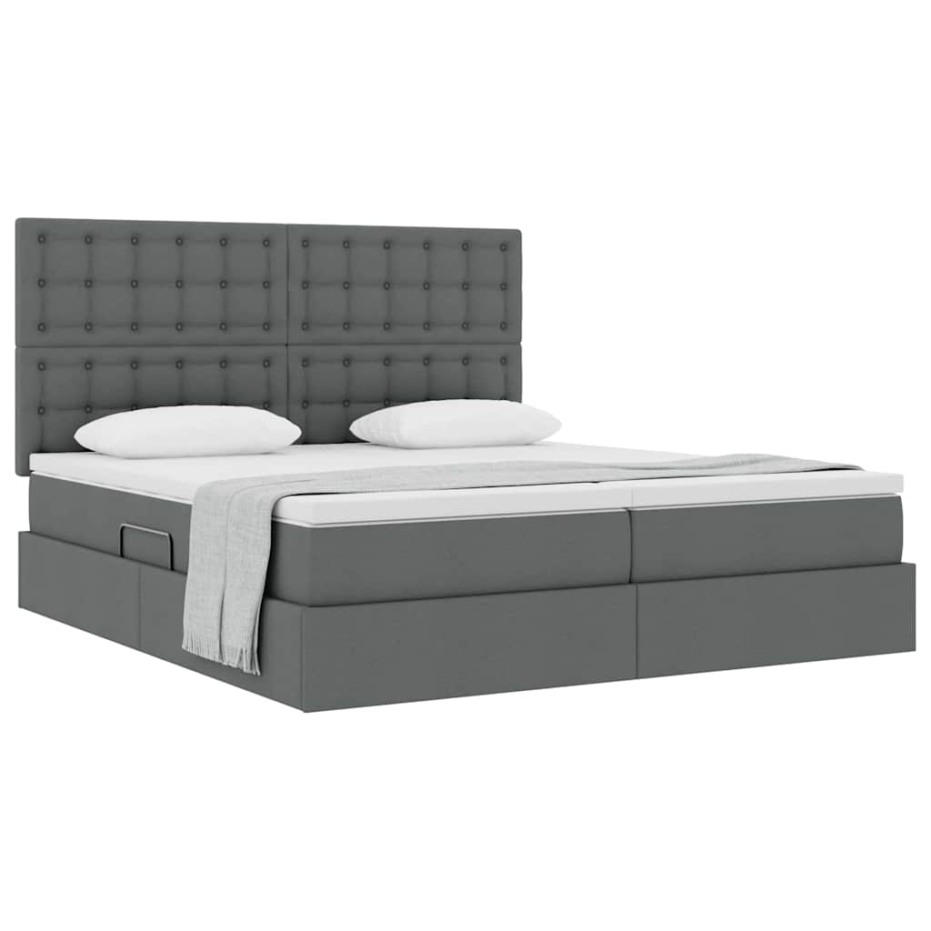 Krevet s od storage Tamno siva 200 x 200 cm Lažna koža