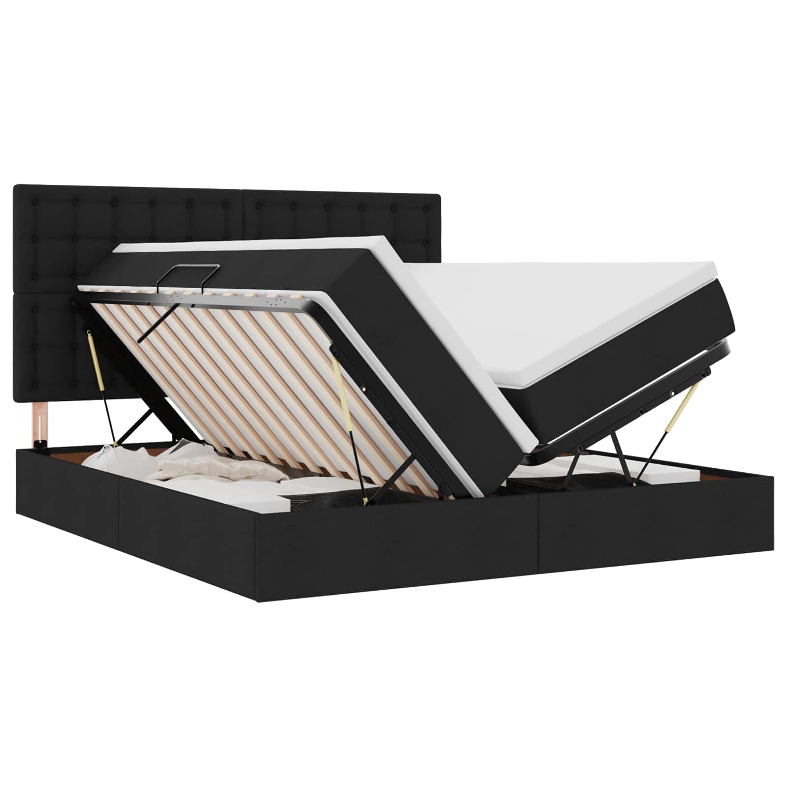 Krevet s od storage s uzglavljem Crna 200 x 200 cm Lažna koža
