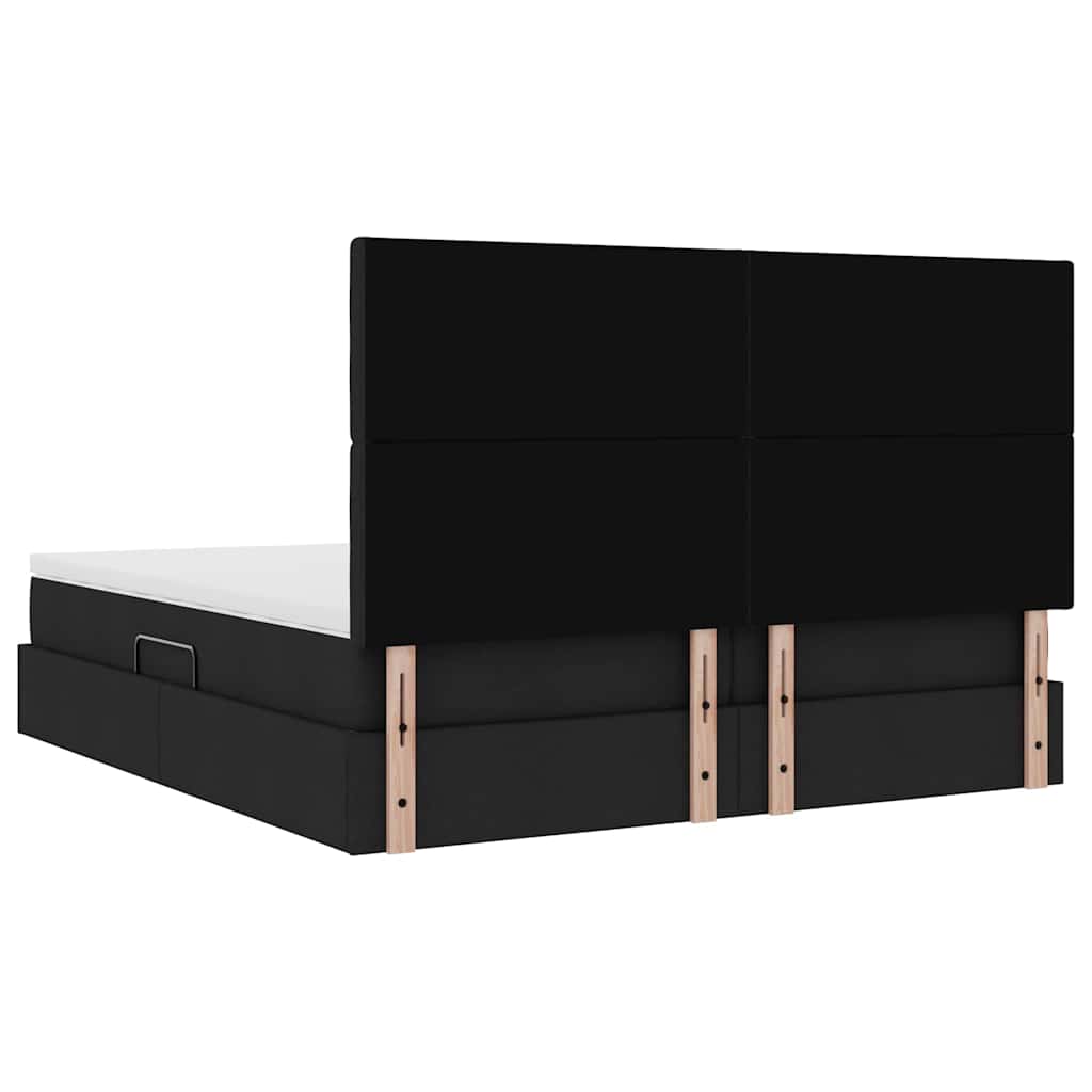 Krevet s od storage s uzglavljem Crna 200 x 200 cm Lažna koža