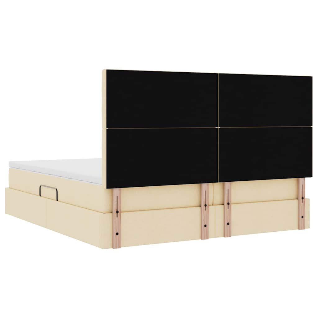 Krevet s od storage s madracem Krema 200 x 200 cm Lažna koža