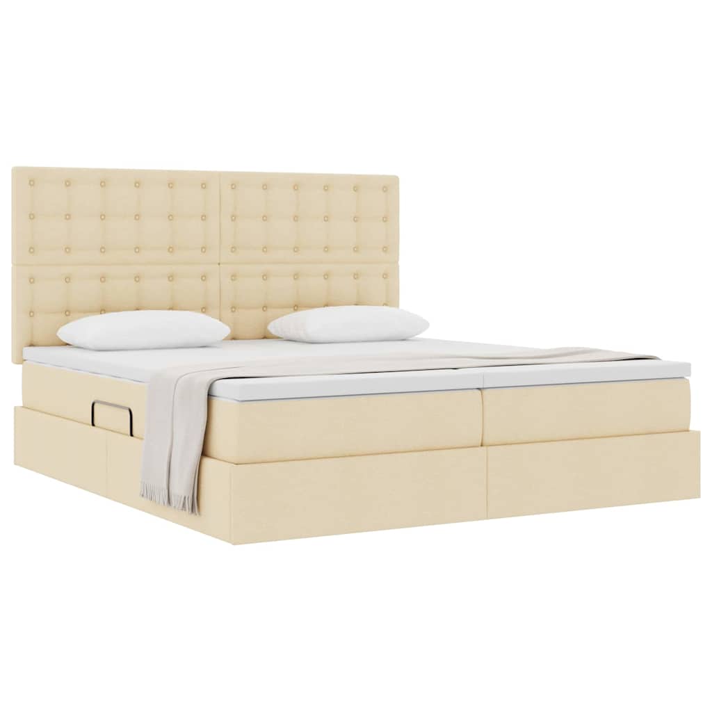 Krevet s od storage s madracem Krema 200 x 200 cm Lažna koža