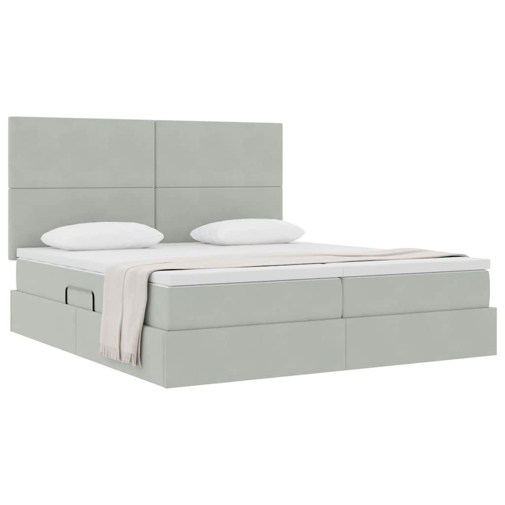 Krevet s od storage Svijetlo siva 180 x 200 cm Baršun