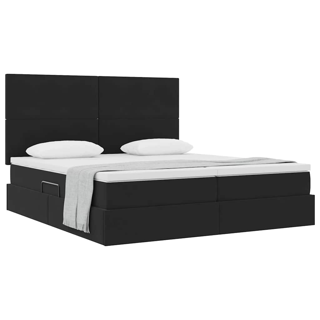 Krevet s od storage s madracem Crna 180 x 200 cm Baršun