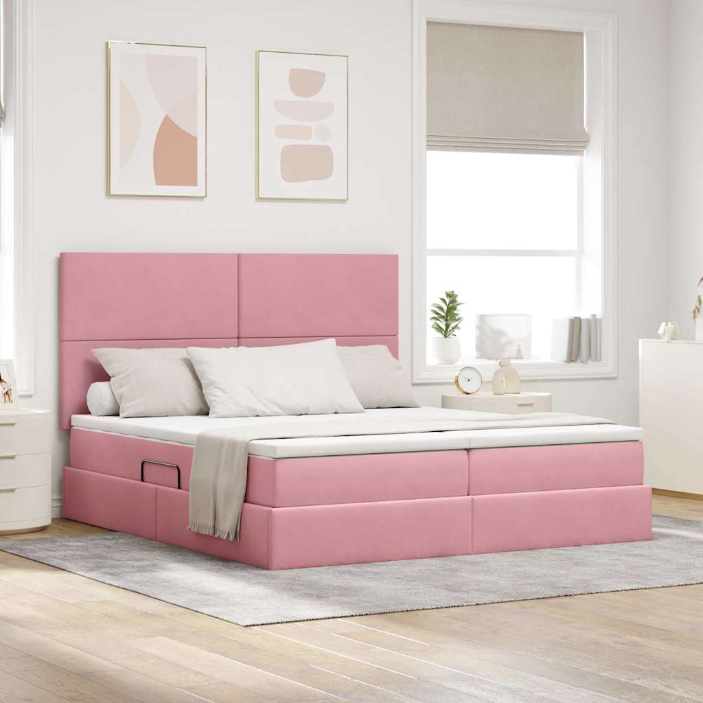 Krevet s od storage s madracem Ružičasta 180 x 200 cm Baršun