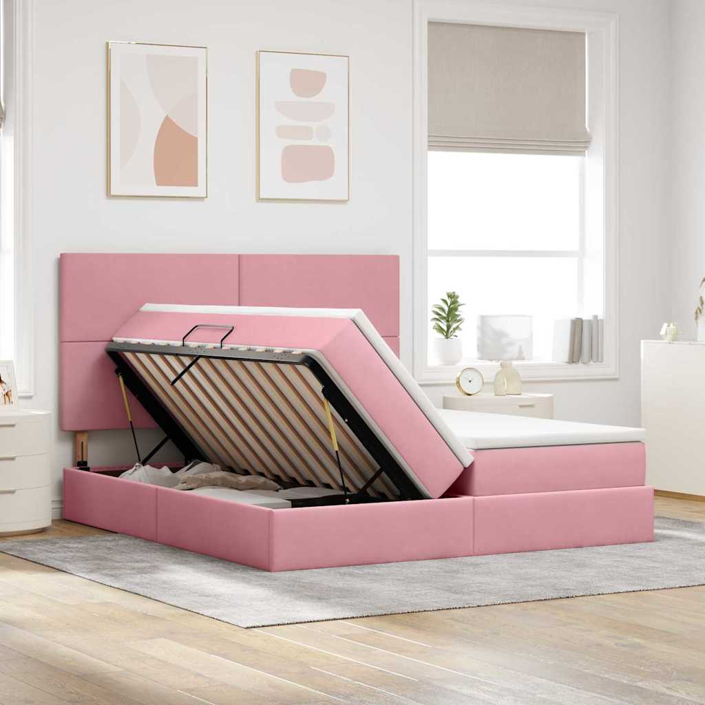 Krevet s od storage s madracem Ružičasta 200 x 200 cm Baršun