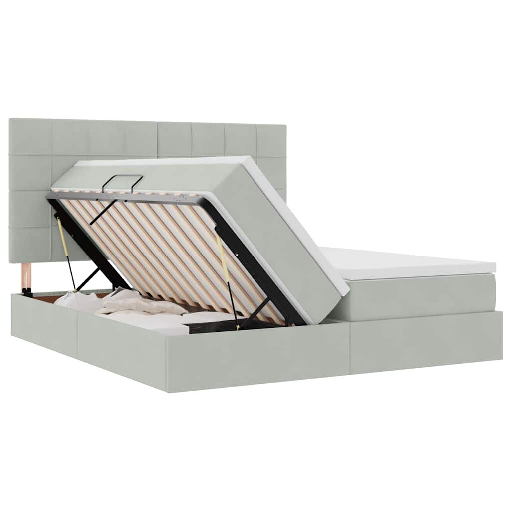 Krevet s od storage Svijetlo siva 180 x 200 cm Baršun