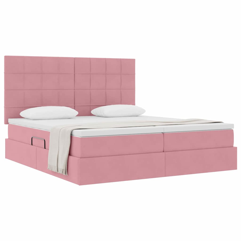 Krevet s od storage s uzglavljem Ružičasta 180 x 200 cm Baršun