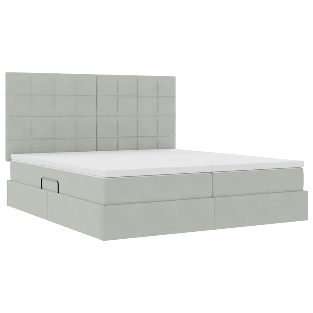 Krevet s od storage Svijetlo siva 200 x 200 cm Baršun