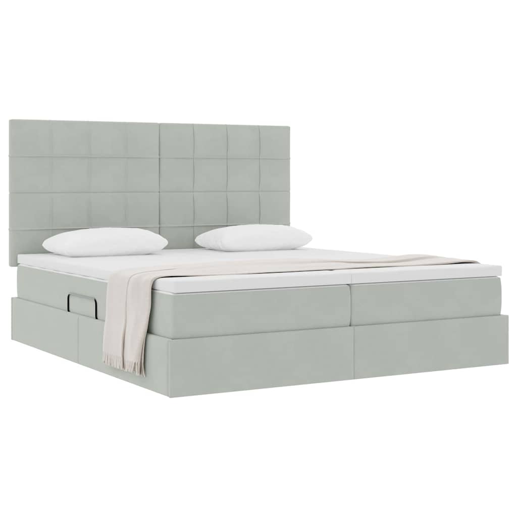 Krevet s od storage Svijetlo siva 200 x 200 cm Baršun
