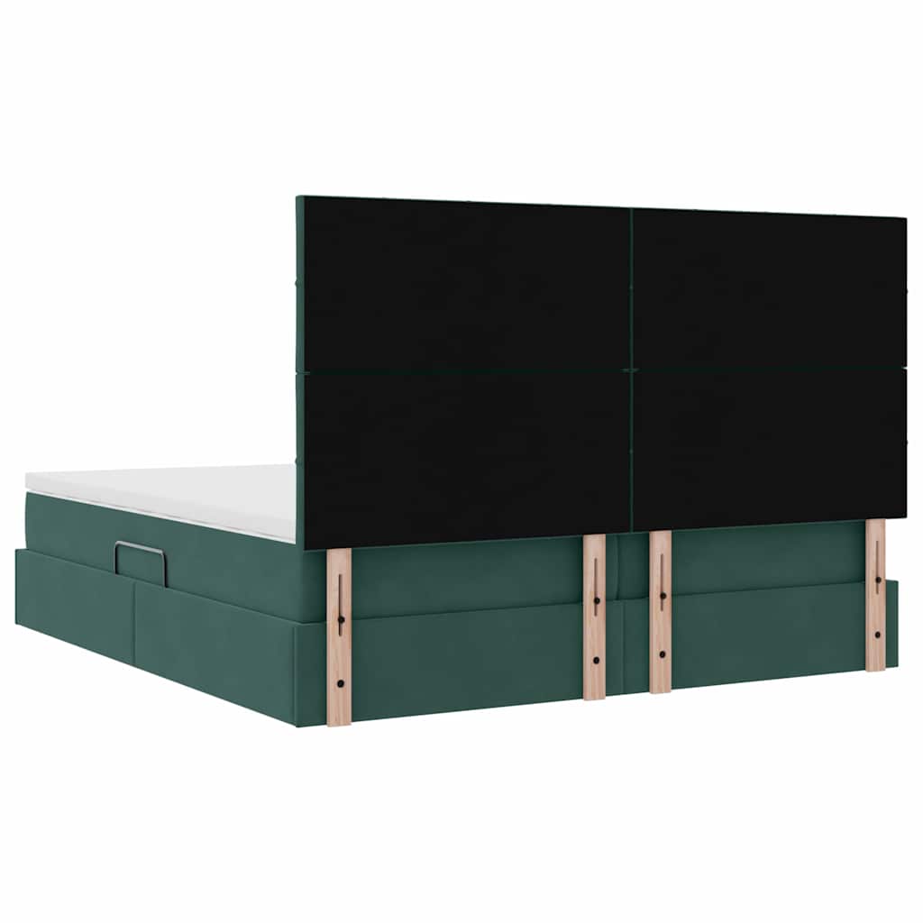 Krevet s od storage s madracem Tamnozelena 200 x 200 cm Baršun