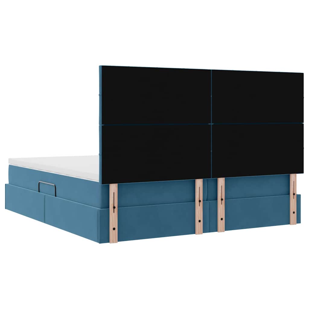Krevet s od storage s madracem Tamno plava 200 x 200 cm Baršun