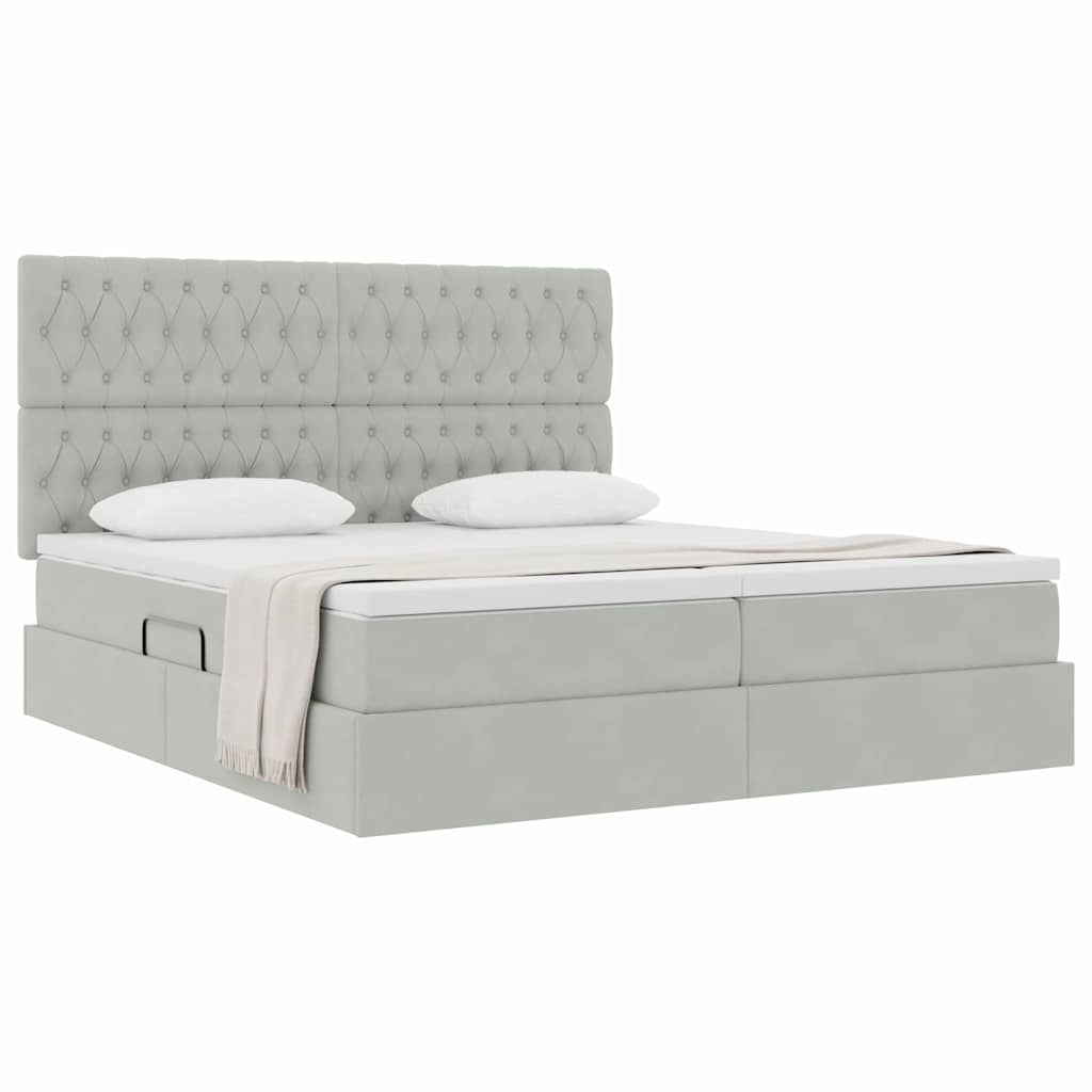 Krevet s od storage Svijetlo siva 180 x 200 cm Baršun
