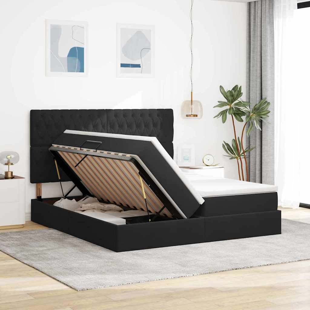 Krevet s od storage s madracem Crna 180 x 200 cm Baršun