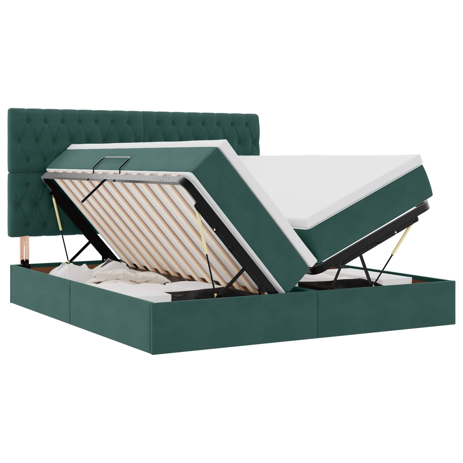 Krevet s od storage s pohranom Tamnozelena 180 x 200 cm Baršun