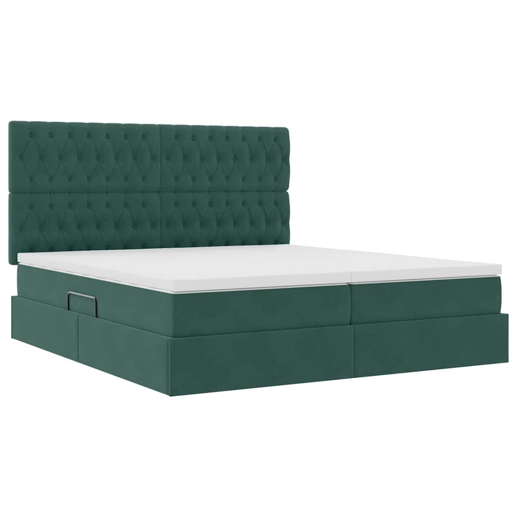 Krevet s od storage s madracem Tamnozelena 180 x 200 cm Baršun