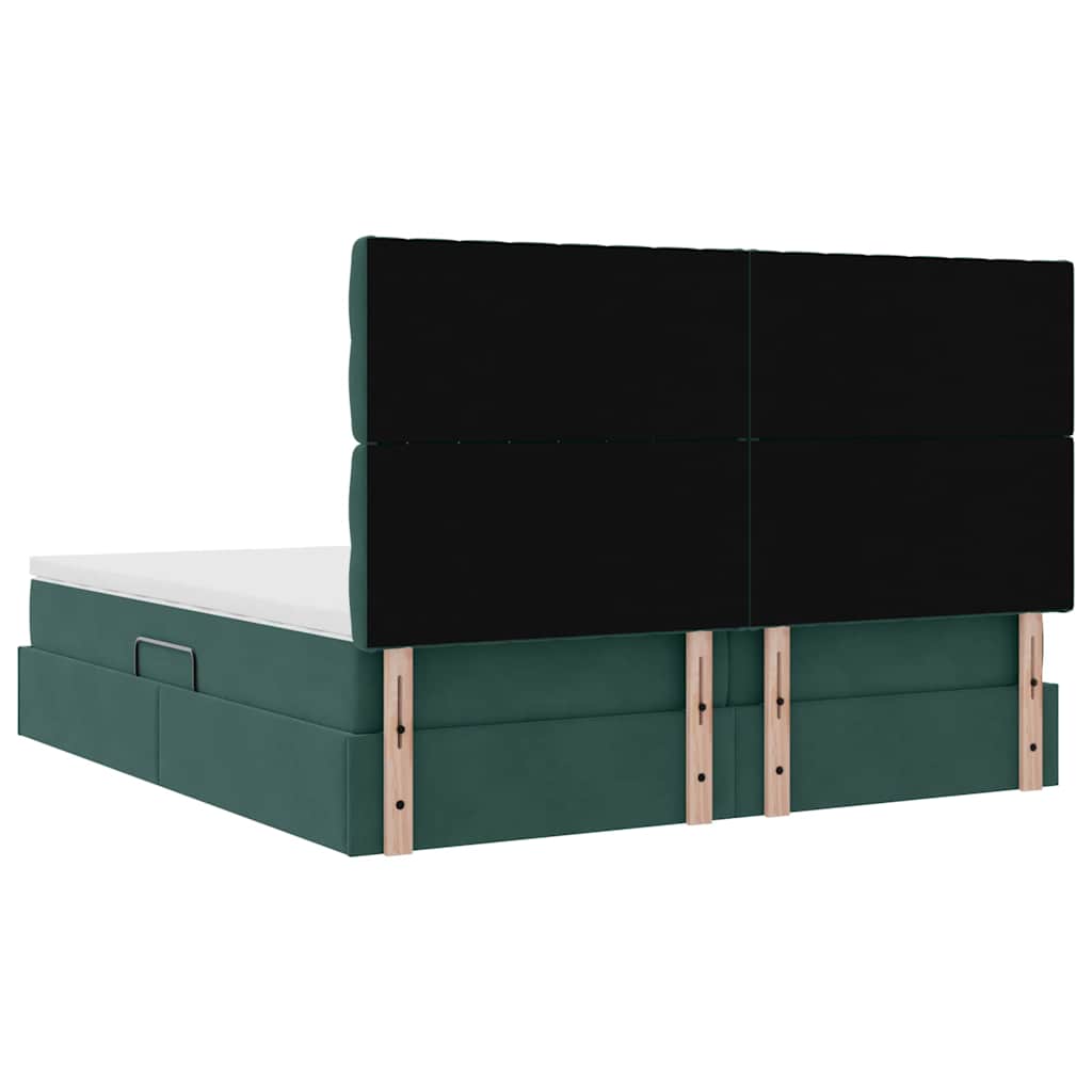 Krevet s od storage s madracem Tamnozelena 180 x 200 cm Baršun