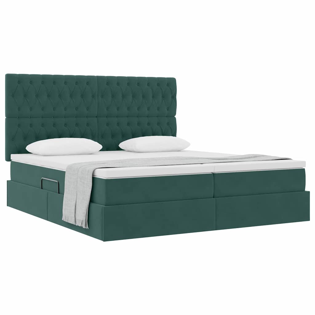 Krevet s od storage s pohranom Tamnozelena 180 x 200 cm Baršun