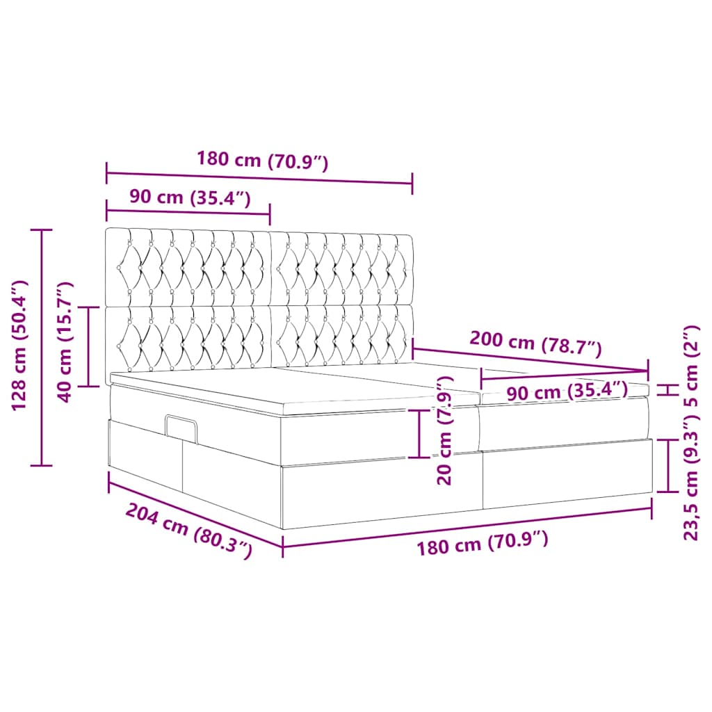 Krevet s od storage s pohranom Tamnozelena 180 x 200 cm Baršun