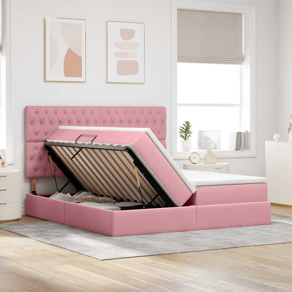 Krevet s od storage s uzglavljem Ružičasta 180 x 200 cm Baršun