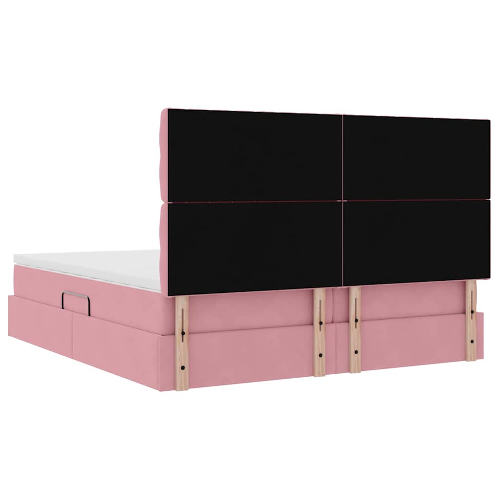 Krevet s od storage s madracem Ružičasta 180 x 200 cm Baršun