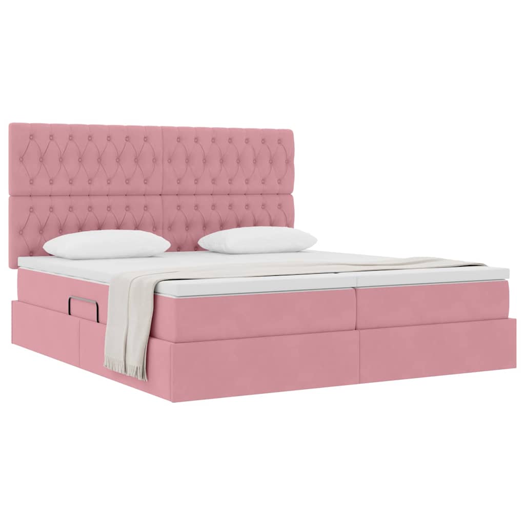 Krevet s od storage s uzglavljem Ružičasta 180 x 200 cm Baršun