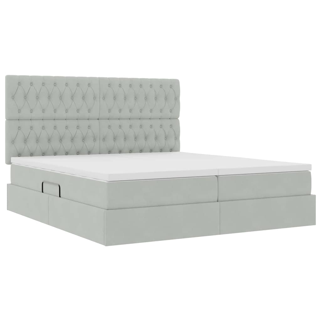 Krevet s od storage Svijetlo siva 200 x 200 cm Baršun