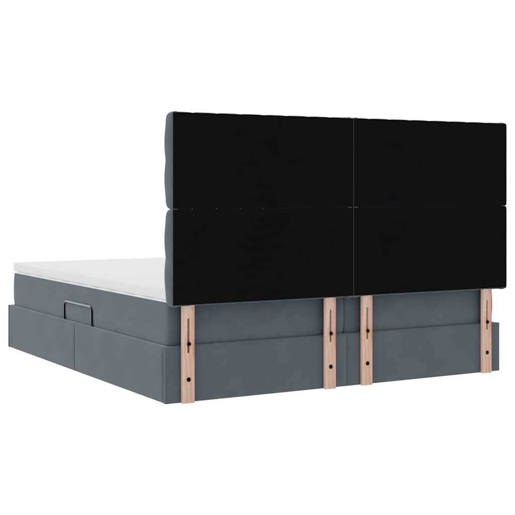 Krevet s od storage s madracem Tamno siva 200 x 200 cm Baršun