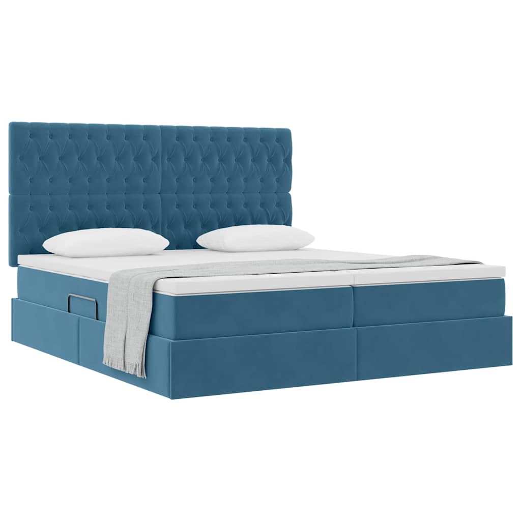 Krevet s od storage s madracem Tamno plava 200 x 200 cm Baršun