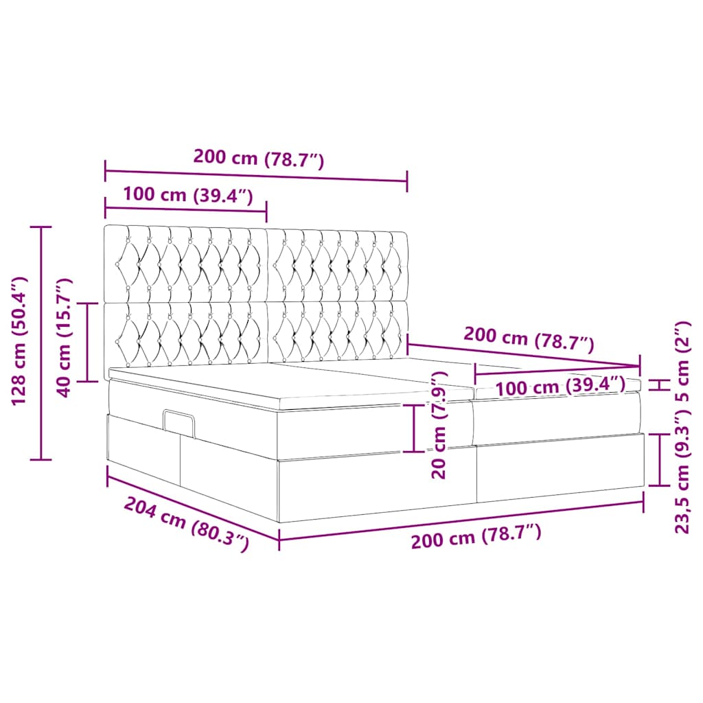 Krevet s od storage s madracem Tamno plava 200 x 200 cm Baršun
