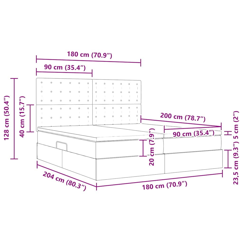 Krevet s od storage s uzglavljem Ružičasta 180 x 200 cm Baršun