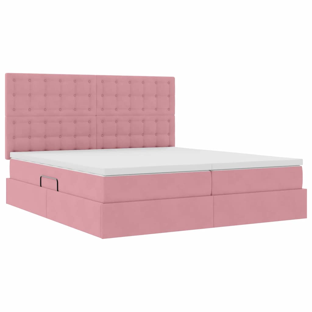 Krevet s od storage s madracem Ružičasta 200 x 200 cm Baršun