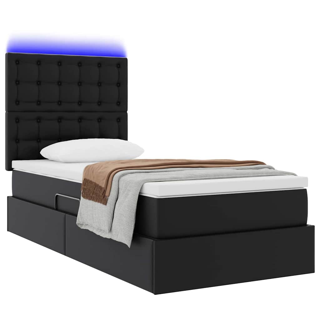 Krevet s prostorom za pohranu s LED-om Crna 90 x 200 cm