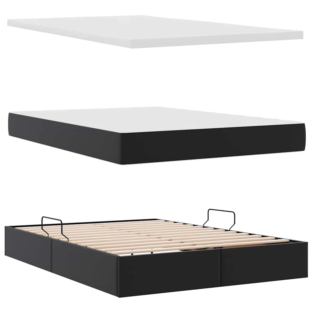 Krevet s prostorom za pohranu s LED-om Crna 140 x 190 cm
