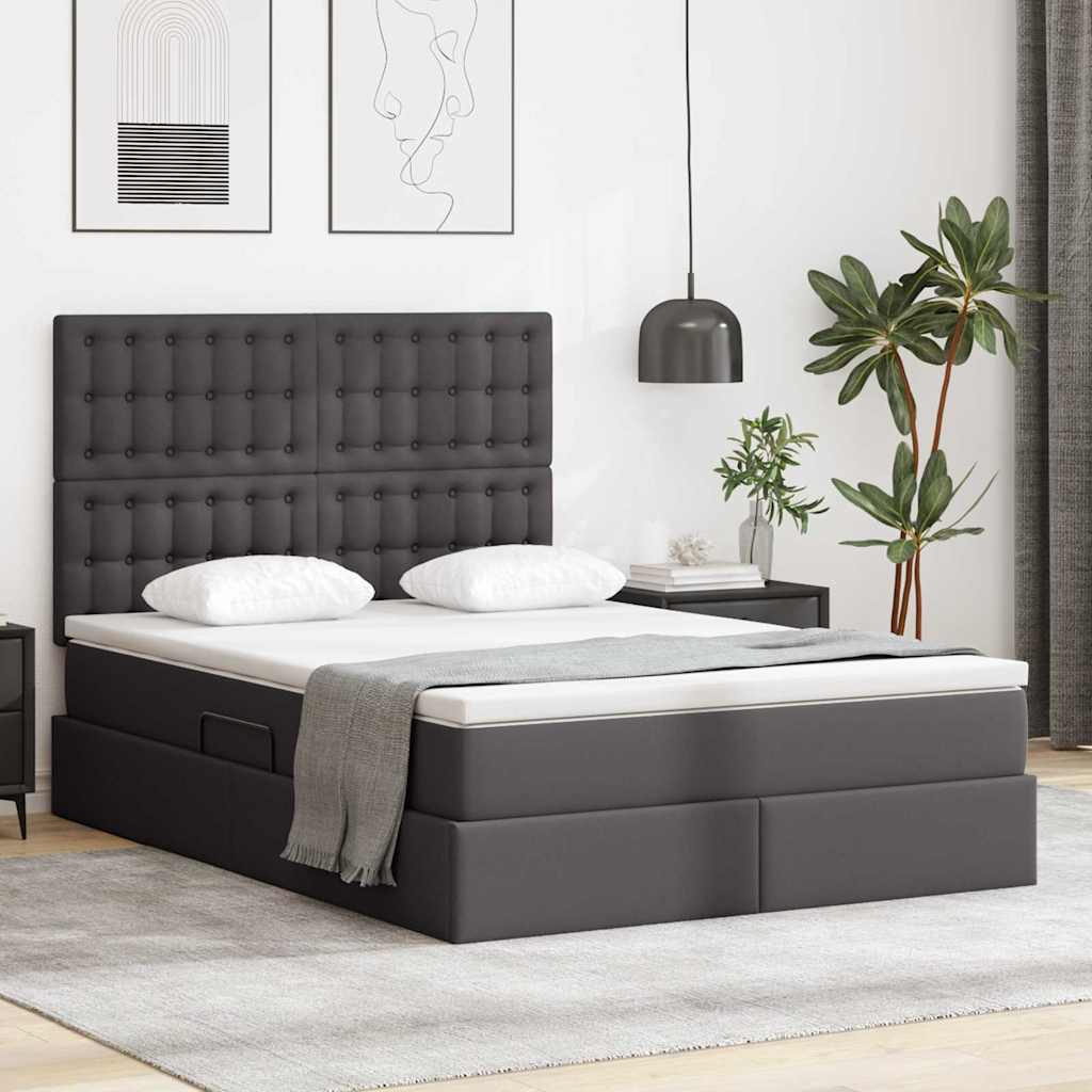Krevet s prostorom za pohranu s LED-om Siva 140 x 190 cm