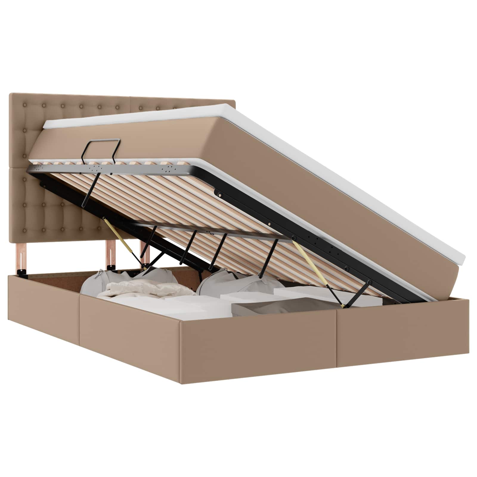 Krevet s prostorom za pohranu s LED-om Kapućino 140 x 190 cm