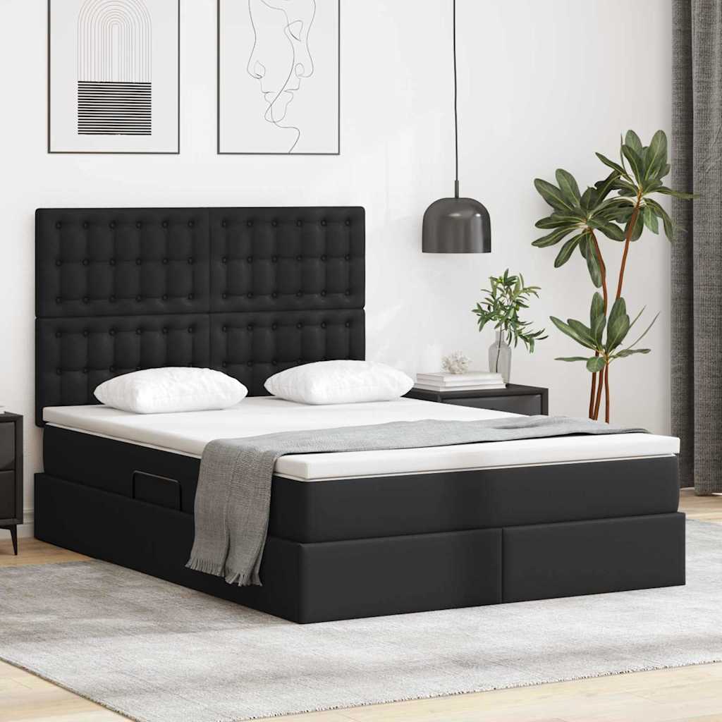 Krevet s prostorom za pohranu s LED-om Crna 140 x 200 cm